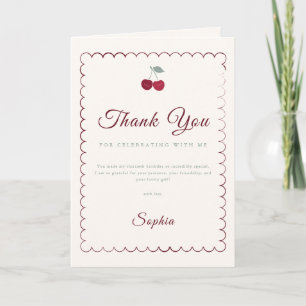 Summer Cherry Scalloped Birthday Thank You Card