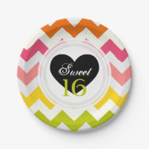 Summer Chevron Birthday Paper Plates
