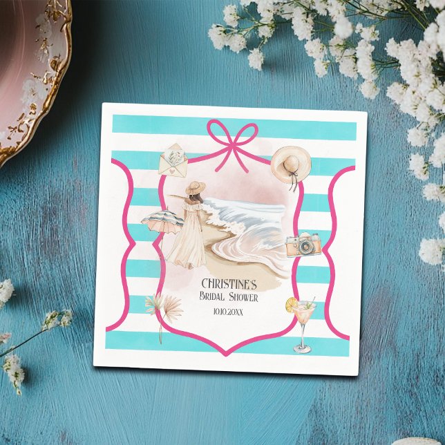Summer Chic Beach and Waves Bridal Shower Napkin (Creator Uploaded)
