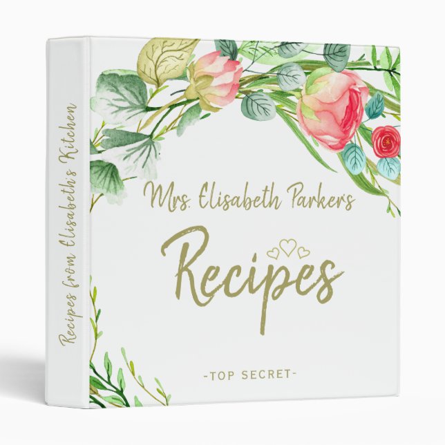 Summer chic  red blush green roses wreath recipes binder (Front/Spine)