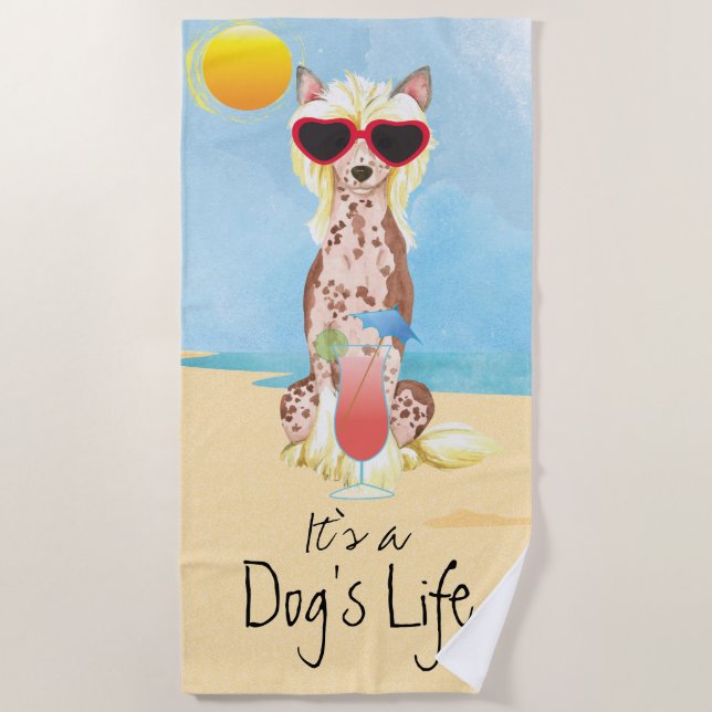 Summer Chinese Crested Beach Towel (Front)