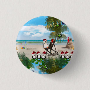 Summer Christmas Baby on the Beach repeat Design 1 Inch Round Button