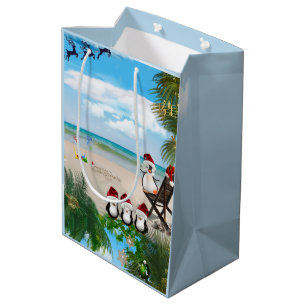 Summer Christmas Baby on the Beach repeat Design Medium Gift Bag