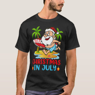 Summer Christmas In July Beach Vacation   Surfing  T-Shirt