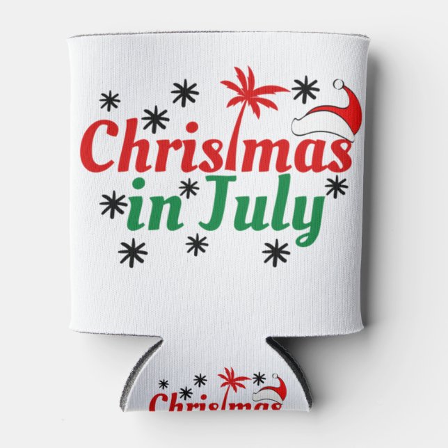 Summer christmas in July Can Cooler (Front)