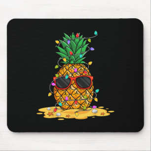 Summer Christmas In July Pineapple Sungl Santa Hat Mouse Pad