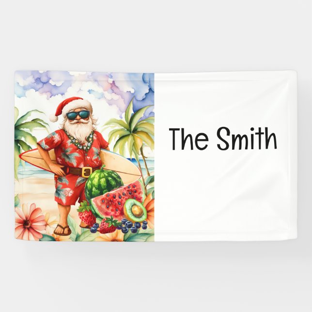 Summer Christmas  in July  Santa Claus on beach  Banner (Horizontal)