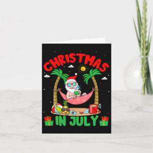Summer Christmas In July - Tropical Santa Surfing Card