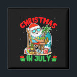 Summer Christmas In July - Tropical Santa Surfing  Magnet<br><div class="desc">Summer Christmas In July - Tropical Santa Surfing Hawaiian 5</div>