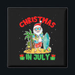 Summer Christmas In July - Tropical Santa Surfing  Magnet<br><div class="desc">Summer Christmas In July - Tropical Santa Surfing Hawaiian 3</div>