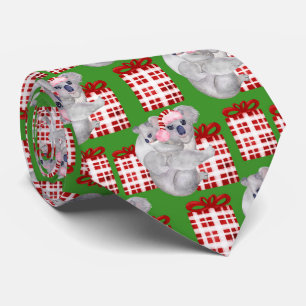 Summer Christmas Koalas Green Tie