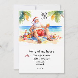 Summer Christmas Party with Santa Claus Picnic  Invitation