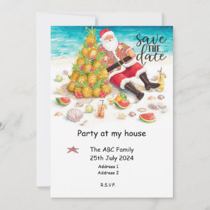 Summer Christmas Party with Santa Claus Picnic  Invitation