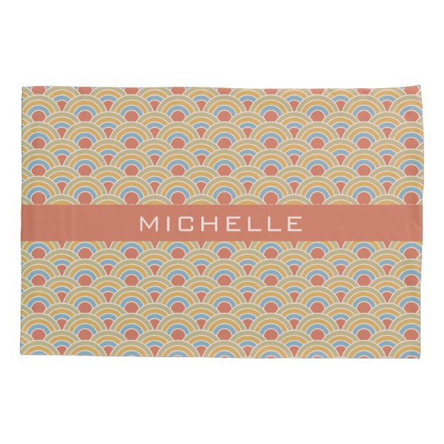 Summer Circles Pattern custom name pillowcases (Back)