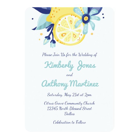 Summer Citrus and Floral Wedding Card