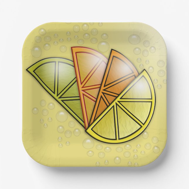 Summer Citrus Bubbling Delight Paper Plate (Front)
