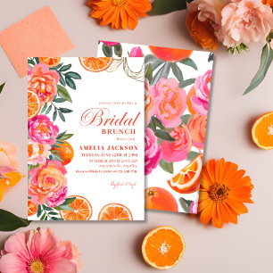 Summer Citrus Colorful floral Bridal Brunch Invitation