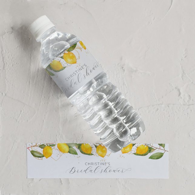 Summer Citrus Lemon Bridal Shower Water Bottle Label (Creator Uploaded)