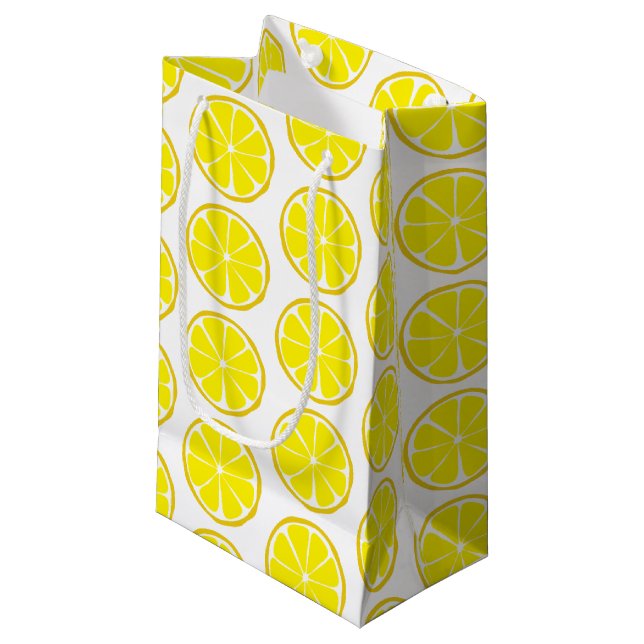 Summer Citrus Lemon Gift Bag - SM/MED/WINE (Front Angled)
