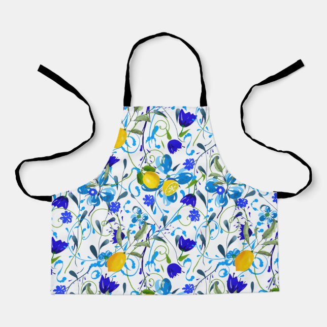 Summer citrus,lemons ,floral Mediterranean     Apron (Front)
