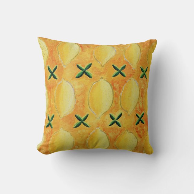Summer Citrus Lemons Throw Pillow (Front)