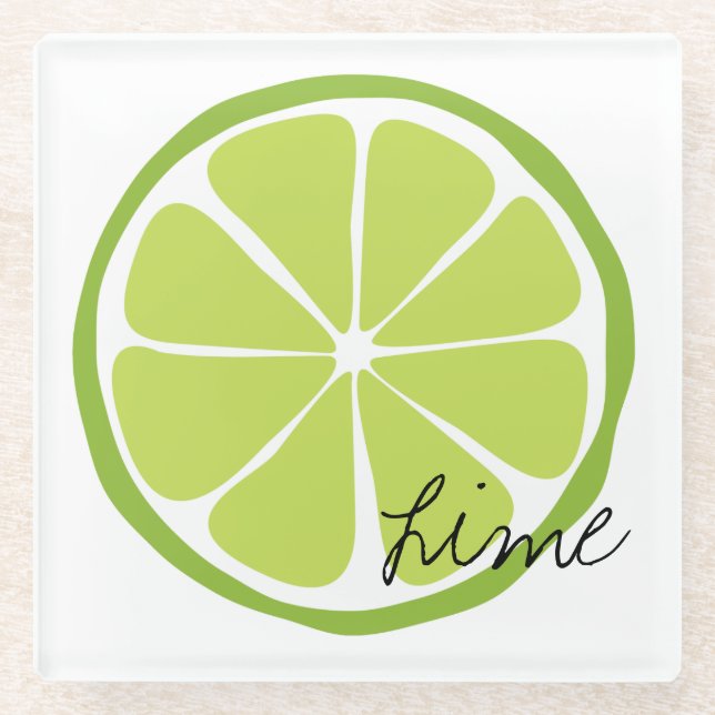 Summer Citrus Lime Glass Coaster (Front)