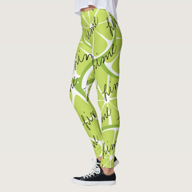 Summer Citrus Lime Leggings - Bold Print Plus (Left)