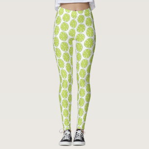 Summer Citrus Lime Leggings - Tile Print