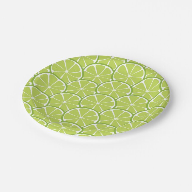 Summer Citrus Lime Slices Paper Plates (Angled)