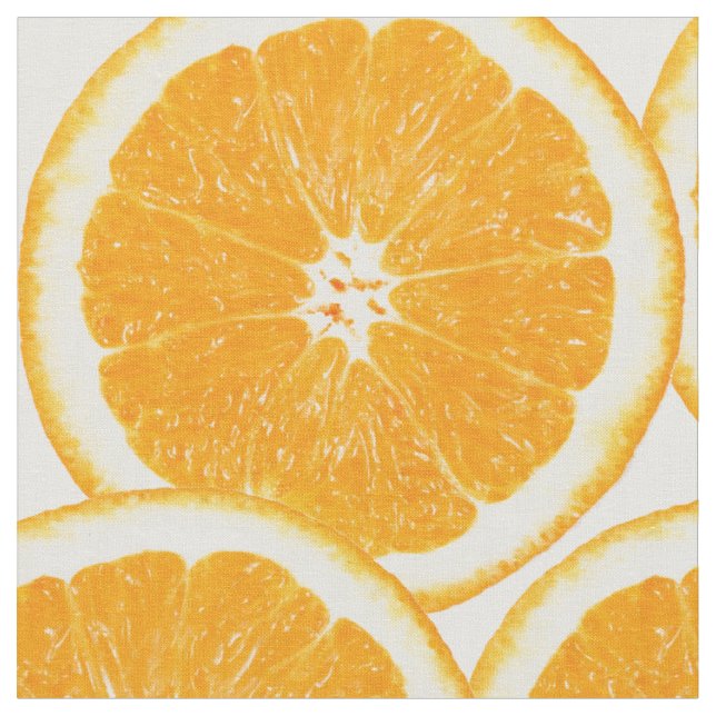 Summer Citrus Orange Slices Fabric (Close Up)
