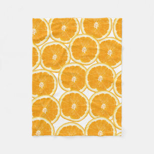 Summer Citrus Orange Slices Fleece Blanket