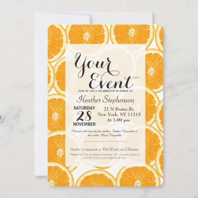 Summer Citrus Orange Slices Invitation (Front)