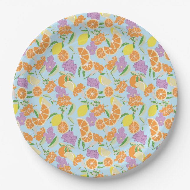 Summer Citrus Party Paper Plates (Front)