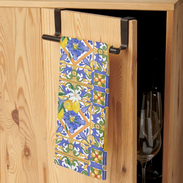 Summer,citrus,Sicilian,Mediterranean style,lemon,m Kitchen Towel (Thirds Fold)