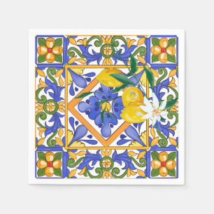 Summer,citrus,Sicilian,Mediterranean style,lemon,m Napkin
