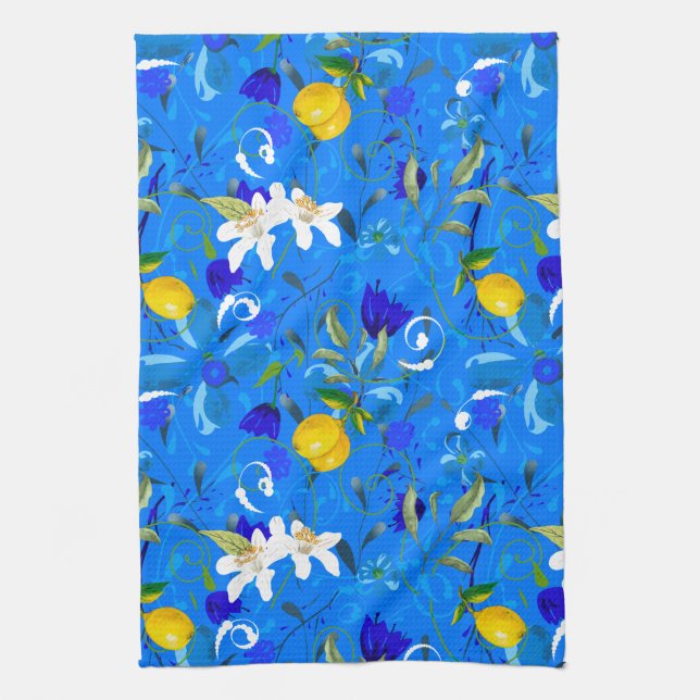 Summer, citrus ,Sicilian style ,lemon fruit  Kitchen Towel (Vertical)