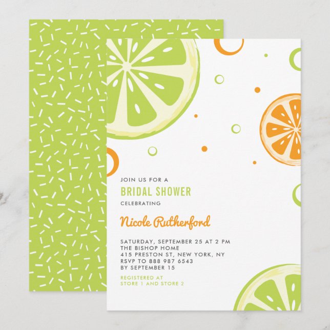Summer Citrus Slices Bridal Shower Invitation (Front/Back)