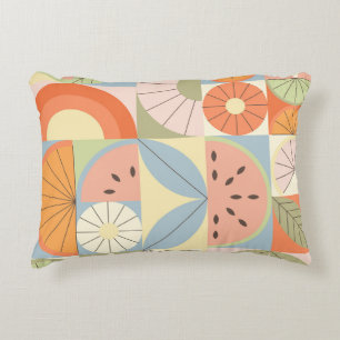 Summer Citrus Watermelon: Abstract Geometric Patte Accent Pillow