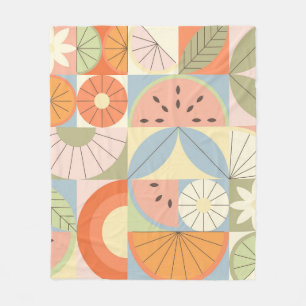 Summer Citrus Watermelon: Abstract Geometric Patte Fleece Blanket