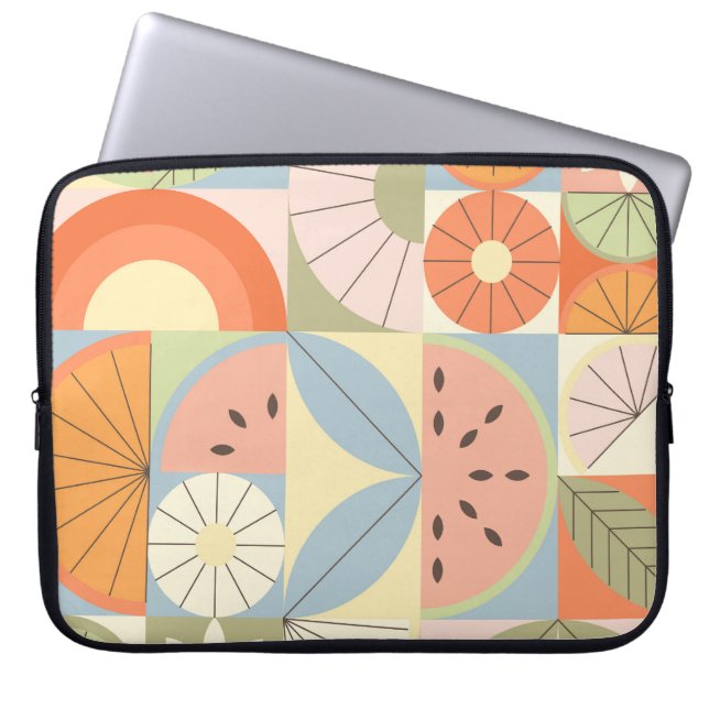 Summer Citrus Watermelon: Abstract Geometric Patte Laptop Sleeve (Front)