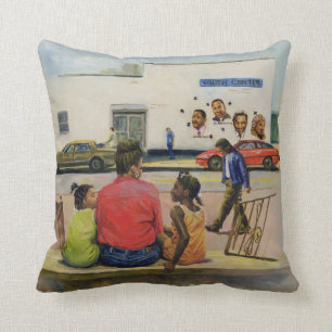 Summer City Stoop 2000 Throw Pillow