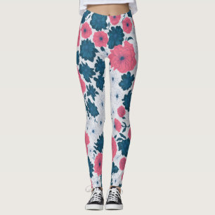 Summer Classic Simple Floral LuLaRoe Pink White Leggings
