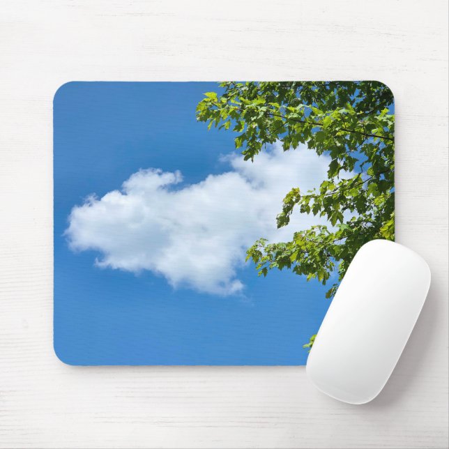Summer Cloud Framed by Tree Foliage Mouse Pad (With Mouse)