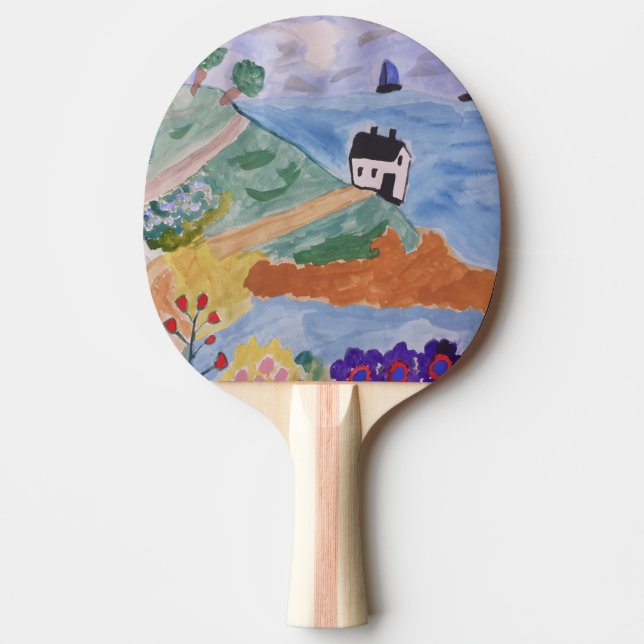 Summer Coast & Flower Ping Pong Paddle (Front)