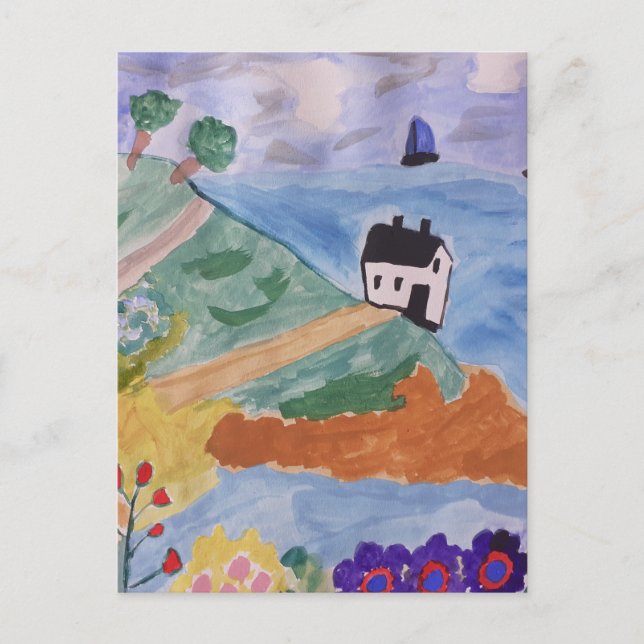Summer Coast & Flower  Postcard (Front)