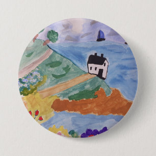 Summer Coast & Flowers 3 Inch Round Button