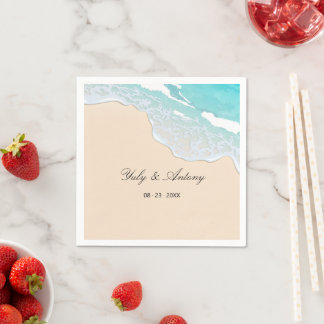 Summer Coastal Bar Cocktail Personalized Paper Napkin