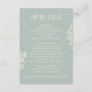 Summer coastal beach sage wedding guest details enclosure card