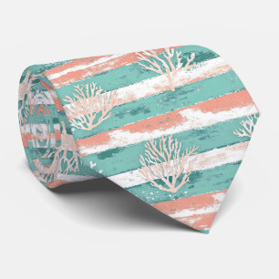 Summer Coastal Coral Pattern Tie