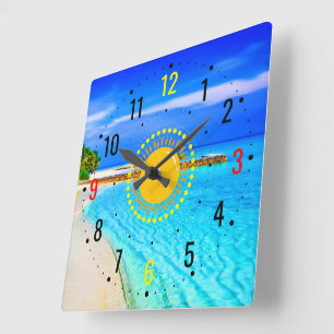 Summer & Coastal Style -  Photography Beach Square Wall Clock